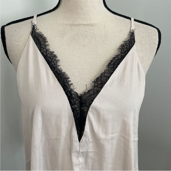 Lace Trim Satin Cami Small Beige Pink Black Camisole Tank Mustard Seed Y2K Fairy - Picture 3 of 9